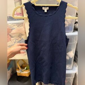 Minnie Rose Navy Scalloped Tank Top